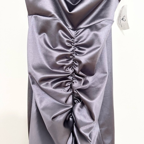 Windsor Bre Formal Satin Ruched Midi Dress small - Picture 5 of 8